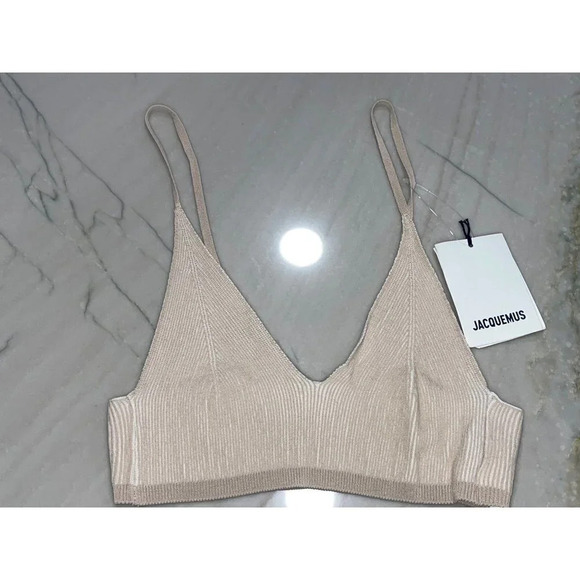 JACQUEMUS Le Bandeau Valensole in Beige Large New Womens Cropped Cami Tank Top - Picture 6 of 16